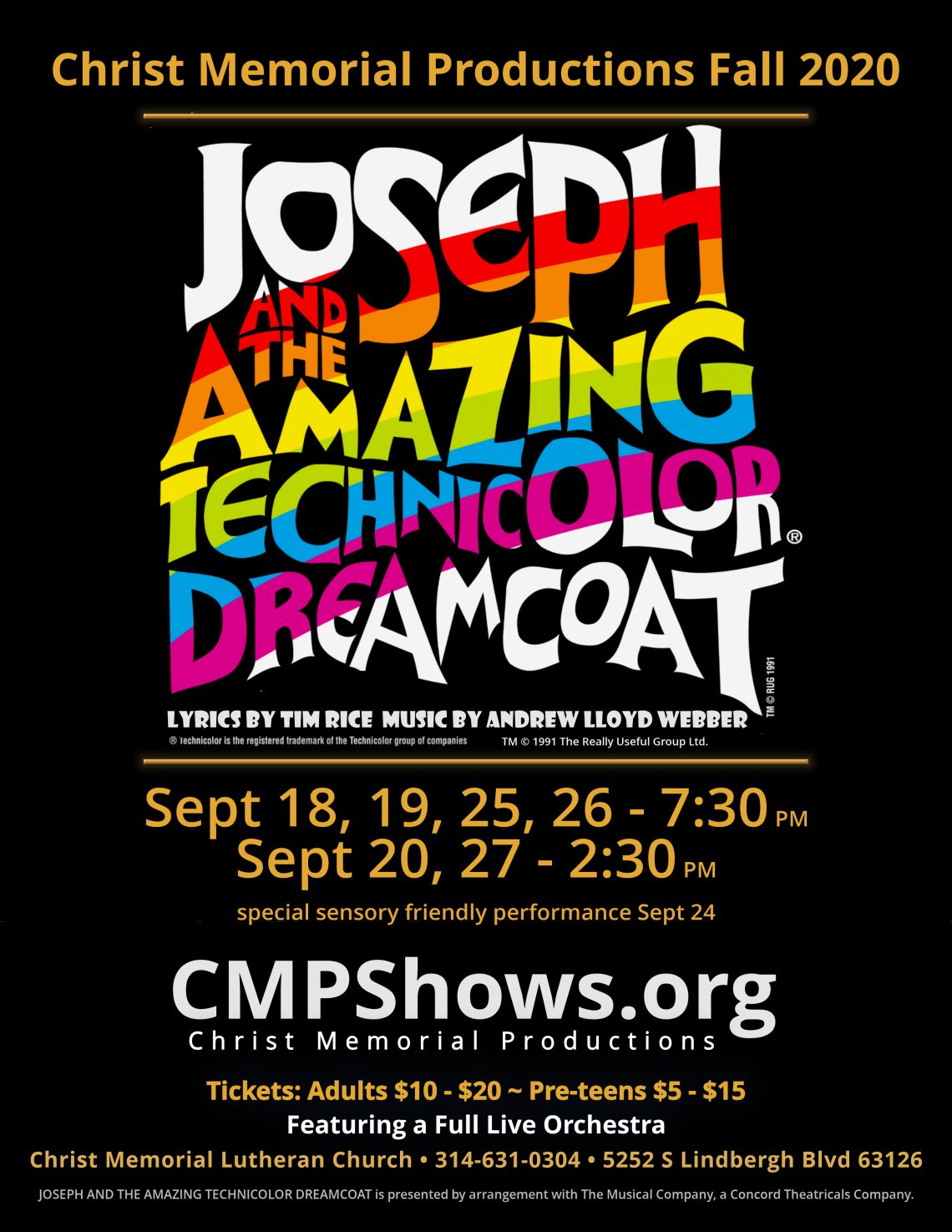 Auditions for Joseph and the Amazing Technicolor Dreamcoat! May 30, 2020