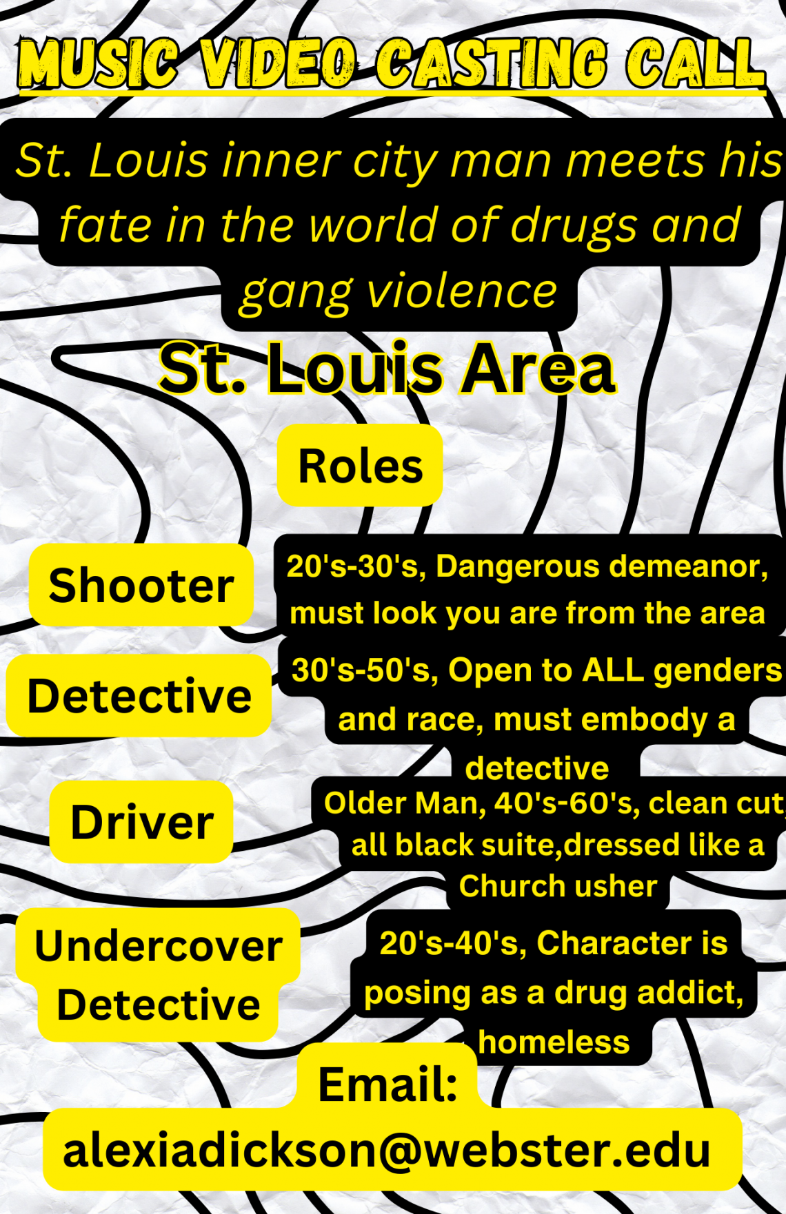 CINEMATIC MUSIC VIDEO CASTING CALL – WEBSTER UNIV. PROJECT